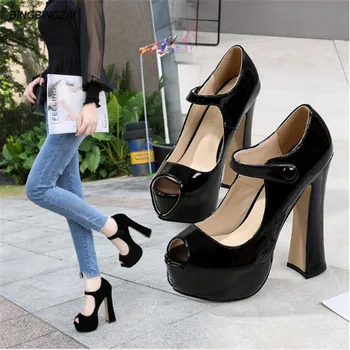 

BBZAI women shoes 14CM Peep Toe thin Heels ladies shoes shoes Concise platforms pumps Wedding Party Sexy Comfort 35-46