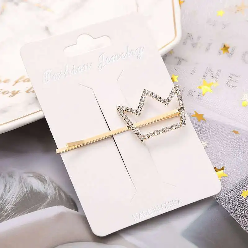 Shiny Crystal Hair Clip Rhinestone Barrette Headwear Geometric Heart Round Star shape Haipin Women Girl Hair Accessories