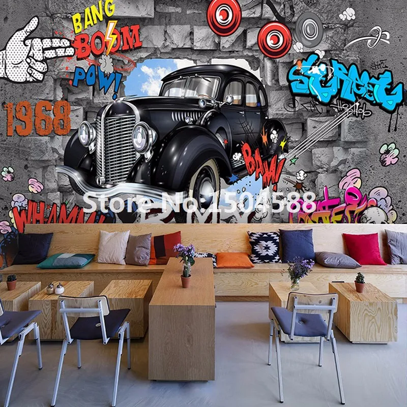 Cars Mural para Restaurant Boys, Non-Woven Quarto