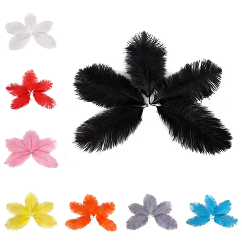 

Hot selling 10Pcs/lot Natural dyeing Ostrich Feathers 20-25CM DIY feathers for crafts and Wedding Party Home decoration plumes
