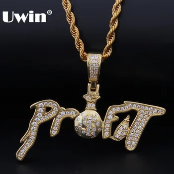 

Uwin ProFiT US Money Bag Necklace For Men Fashion Hiphop Creative Pendant Bling Bling Cubic Zirconia Dollars Copper Jewelry