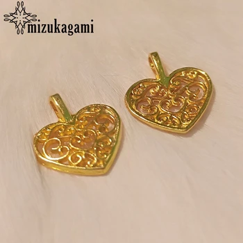 

10pcs/lot Golden Alloy Metal Frame Pendant Golden Heart Charms Bezel Setting Cabochon Setting UV Resin Charm Accessories
