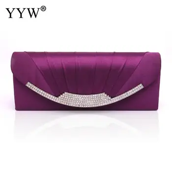 

Satin Rhinestone Women Evening Party Clutch Bag Lady Purple Day Clutches Wallets Handbag Bridal Wedding Purse Bags Bolsa Mujer