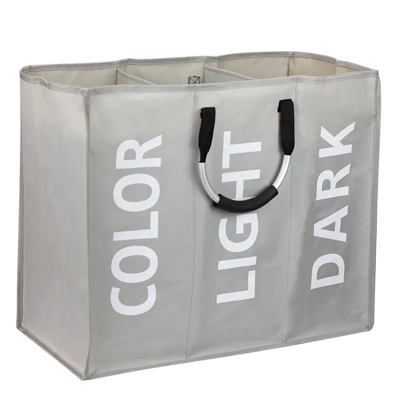 Three Grid Folding Storage Laundry Baskets Washing Dirty Cloth Toy Bra Bin Hamper Oxford Bathroom Sorter Bags | Дом и сад