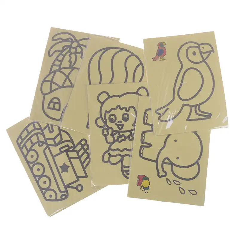 10pcs Kids DIY`Color Sands Painting Art Creative Drawing Toys Sands Paper Crafts