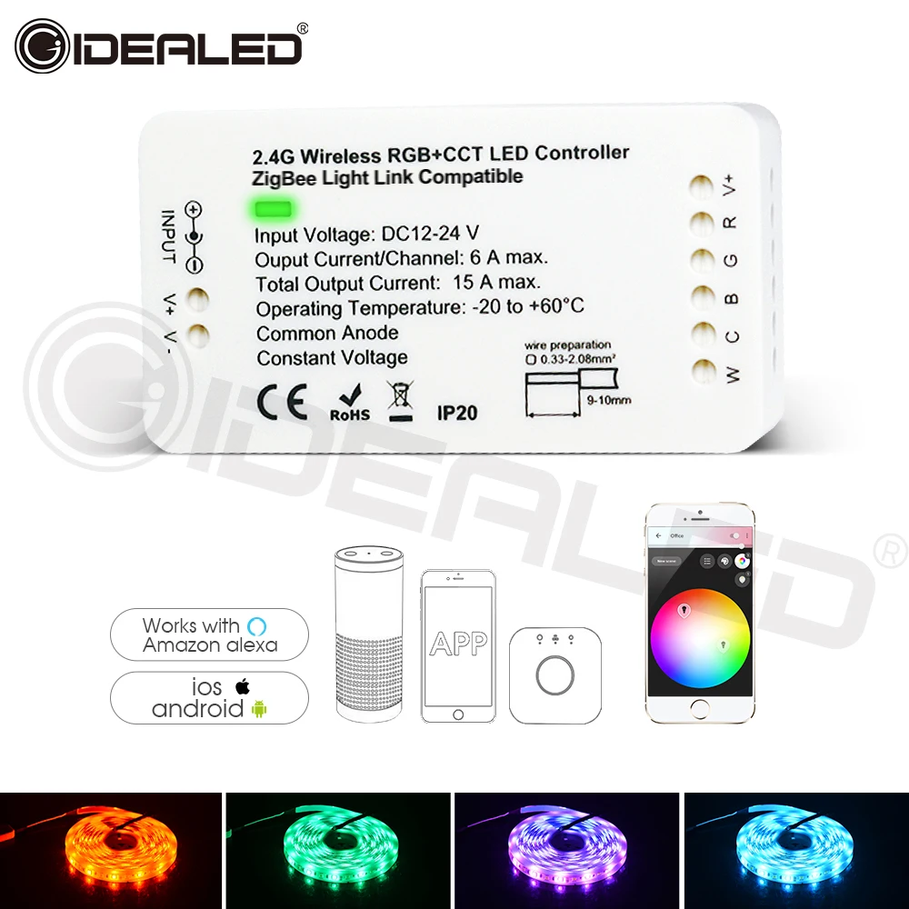 

zigbee hub led Controller Bridge rgbcct/rgbw/wwcw LED Tape Controller DC12V 24V LED Strip zll switch controller Echo Plus Alexa