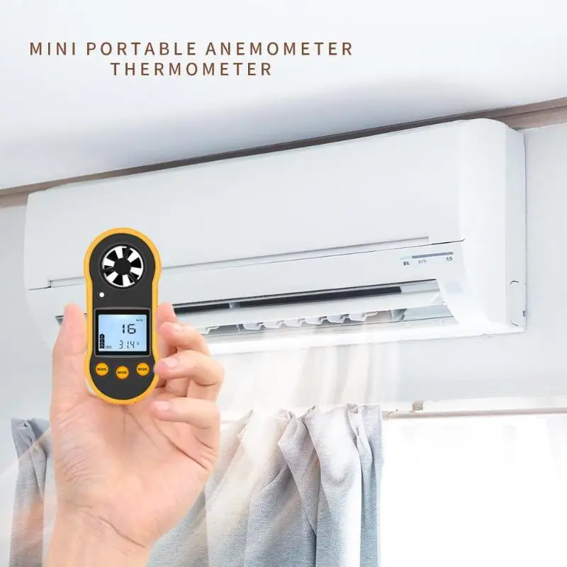Переносной Анемометр Anemometro термометр измеритель скорости ветра Измеритель ветра 30 м/с ЖК-цифровой Ручной инструмент