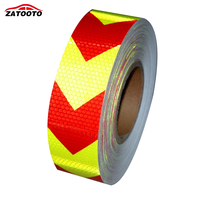 

ZATOOTO 2"*164' yellow red arrow Reflective Safety Warning Conspicuity Tape Sticker Caution Tape Self Adhesive Warning Sticker