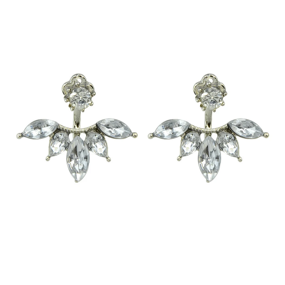 Luxury Wedding Party Earrings Gold-Color Silver Rosegold Color with Rhinestone Water Drop Shape Stud Ear Jacket | Украшения и