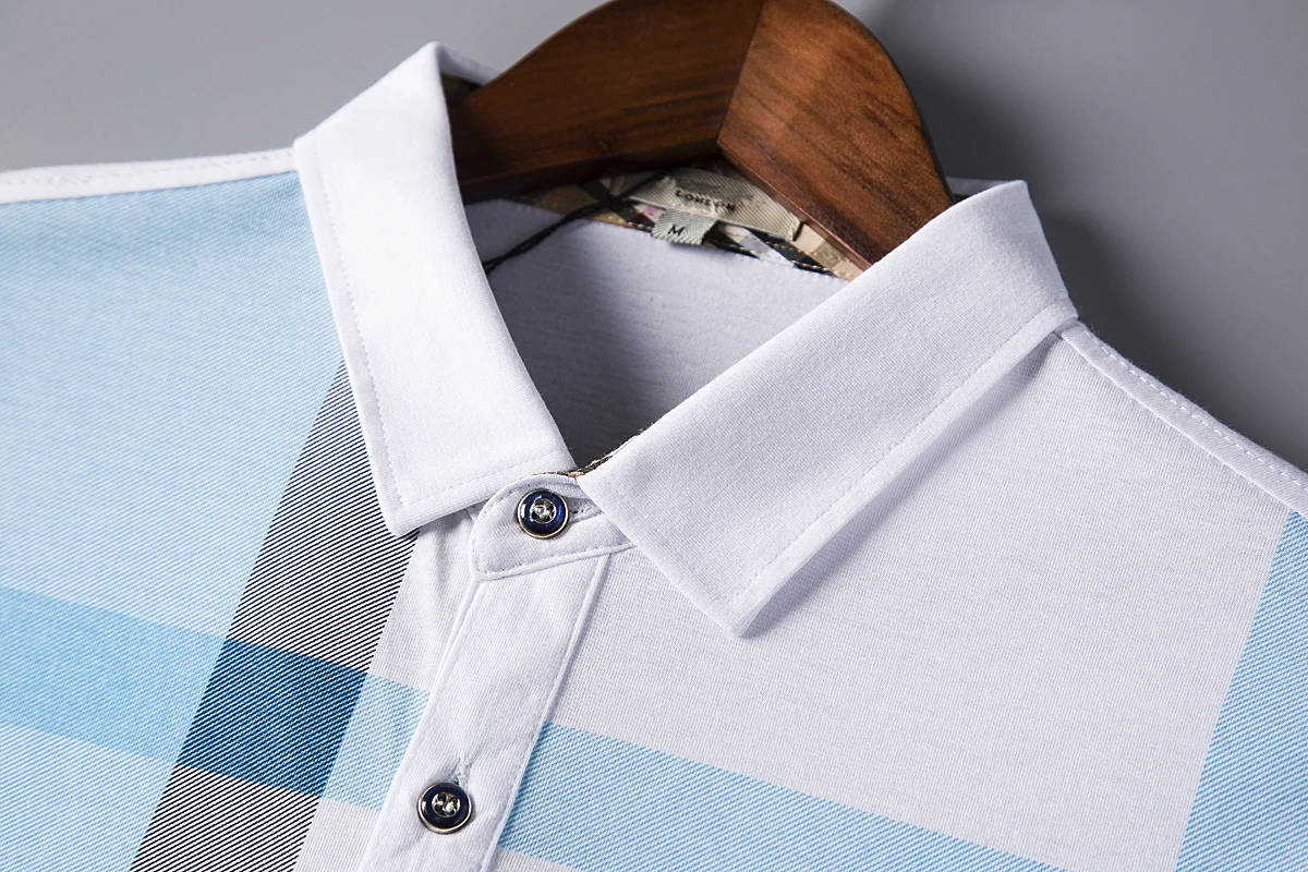 HAYBLST Новая мужская рубашка Поло 3 штуки клетчатая брендовая одежда с коротким рукавом дышащего размера плюс XXXL homme рубашка, Топы И Футболки