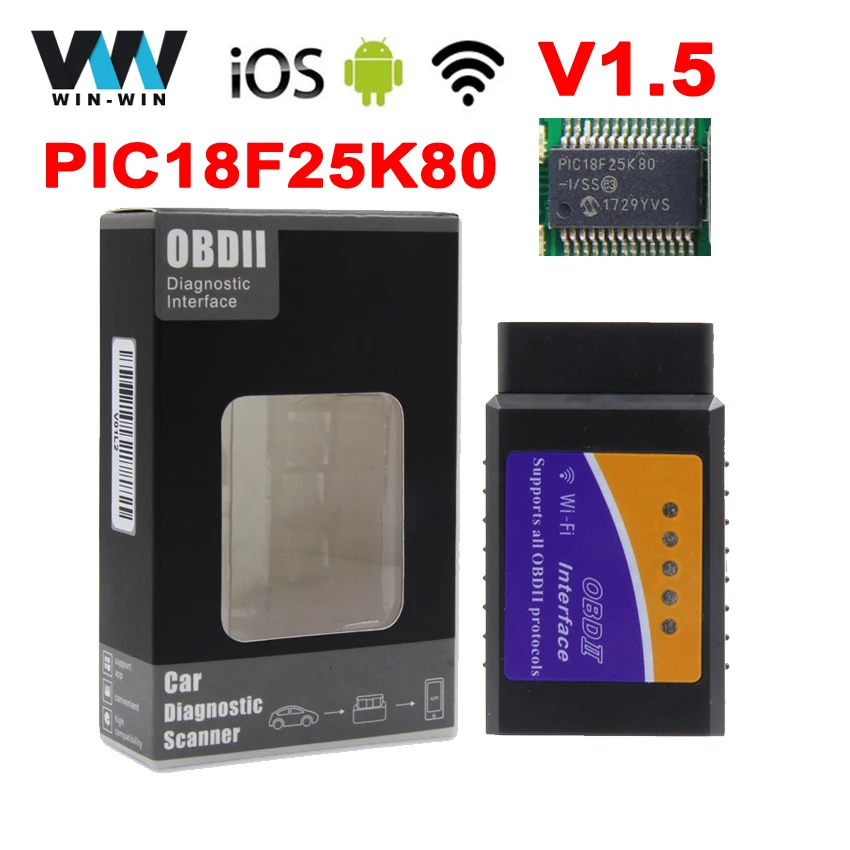 

Super ELM327 V1.5 WIFI Bluetooth PIC18F25K80 OBD2 OBDII Code Reader Diagnostic Scanner Elm 327 Bluetooth Wifi for Android/IOS/PC