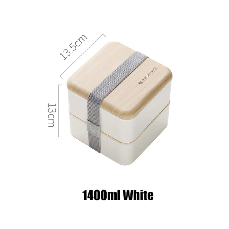 White ACEBON микроволновый двухслойный Ланч-бокс 1400 мл деревянный салат Bento box BPA бесплатно портативный контейнер для работников студентов - Цвет: White