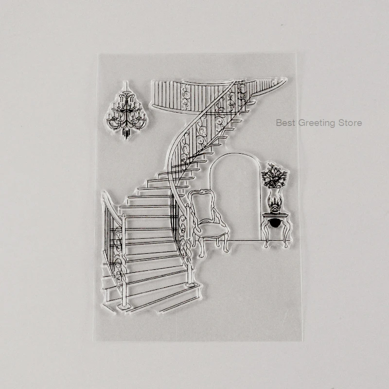 

Clear stamp vintage staircase stamp scrapbook background stamp
