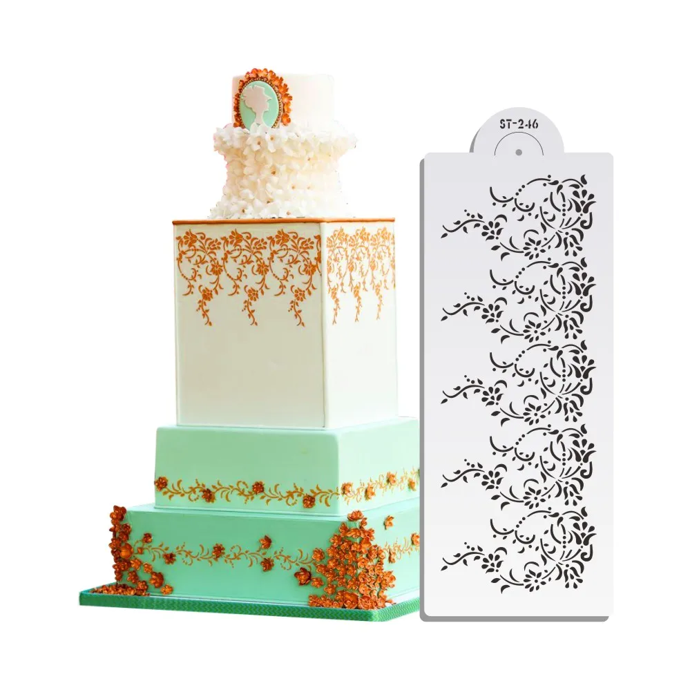 Large Vintage Lace Cake Stencil Cake Side Plastic Stencil Board Lace Mold Baking Decorating Tool