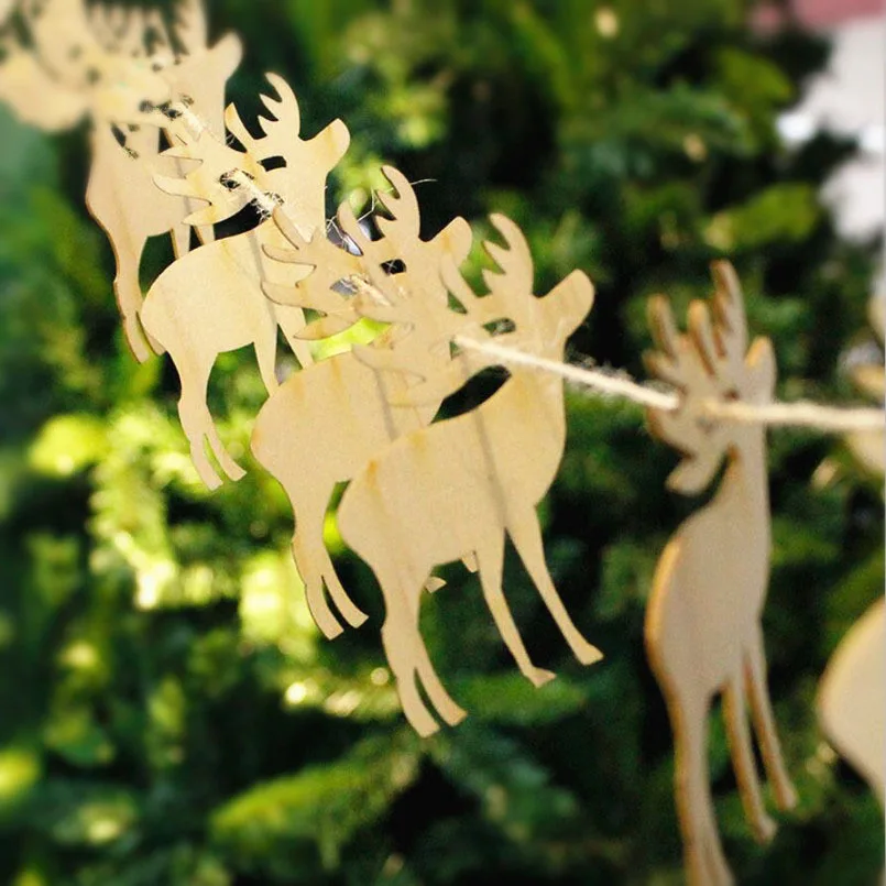 New Christmas Pendant Drop Ornaments 10pcs/package DIY Long String Wooden Merry Ornament For Tree | Дом и сад
