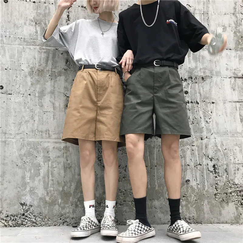 Мужские рабочие шорты Летние Новые однотонные рабочие прямые шорты для пары Молодежная модная трендовая мужская одежда