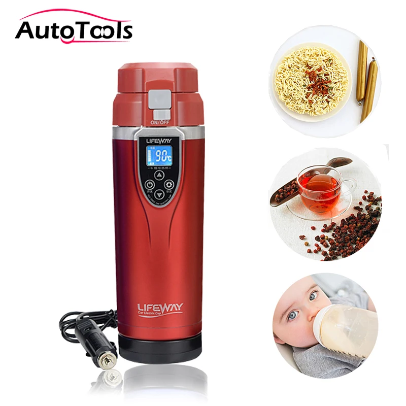 Koop 350 ml auto Verwarming Cup Verstelbare Temperatuur Auto Kokend Mok Waterkoker Kokend Voertuig Thermos auto accessoires