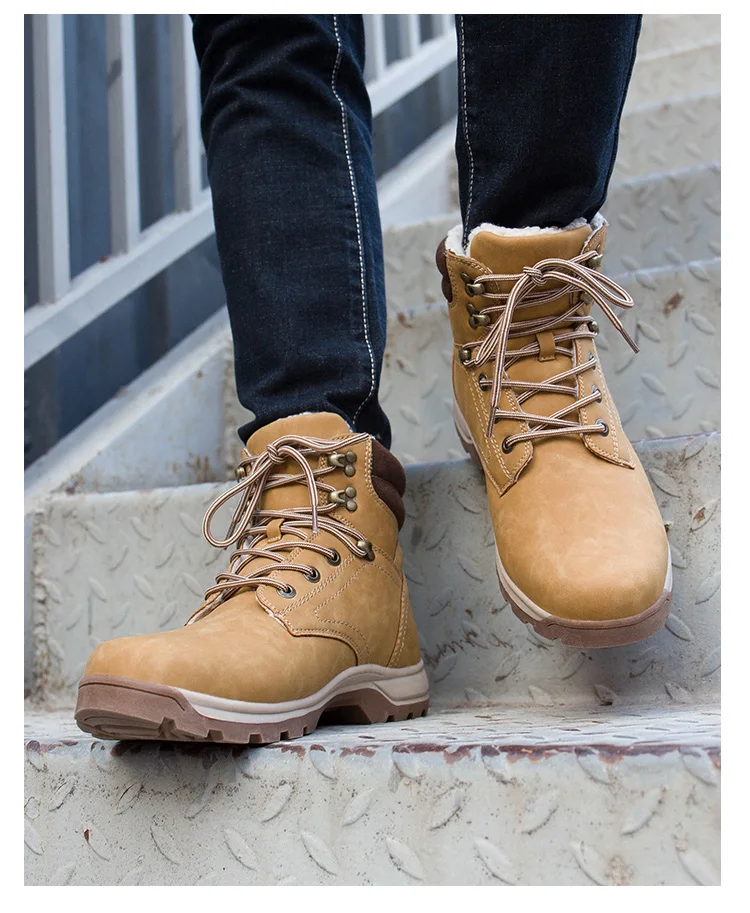 Autumn Winter Boots Men Suede Leather Fashion Snow boots Male Work Shoes Casual Super Warm Martin boots winter Shoes Size 46