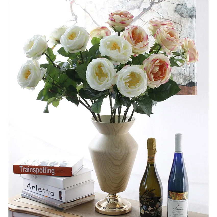 artificial peonies silk peonies rose flower wedding bouquet fake flower head  (33)