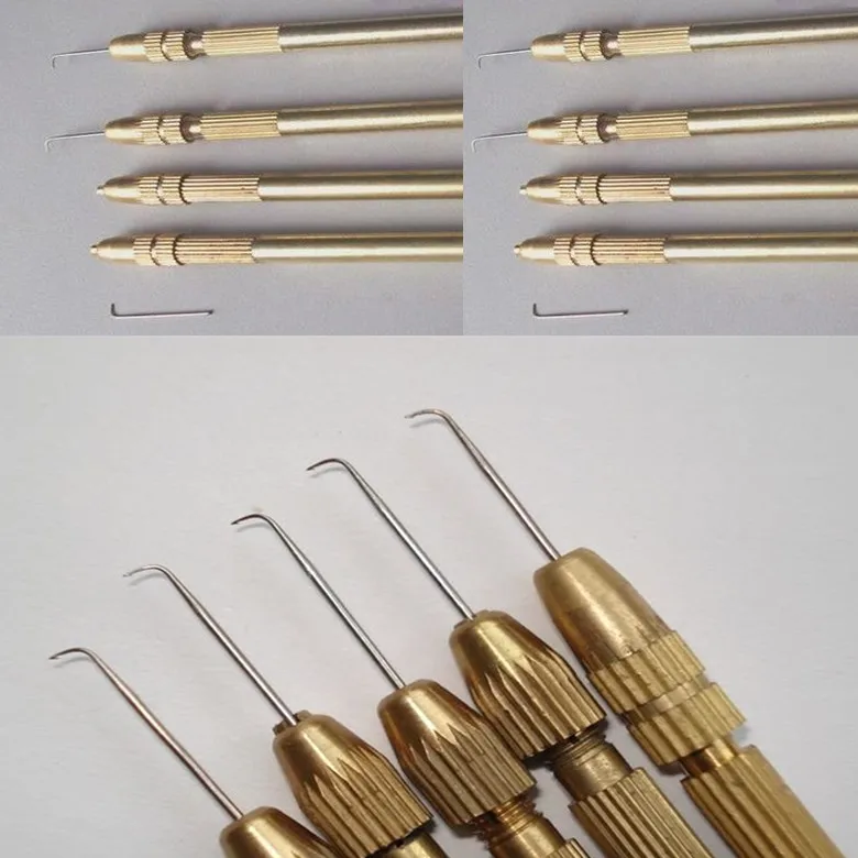 Professional Bronze Wig Ventilating Holder with 3 Pcs Pin ventilating needle for wig making Crochet Hook Hair tools(1-2,2-3,3-4