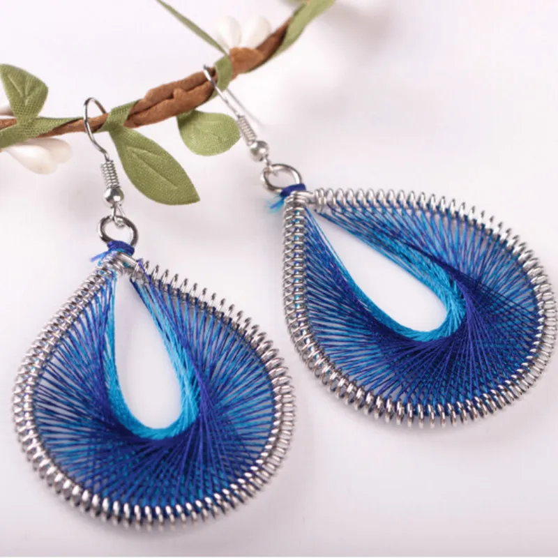 

2019 European and American fashion popular personality jewelry New silk hand-woven bohemian big earrings women earrings