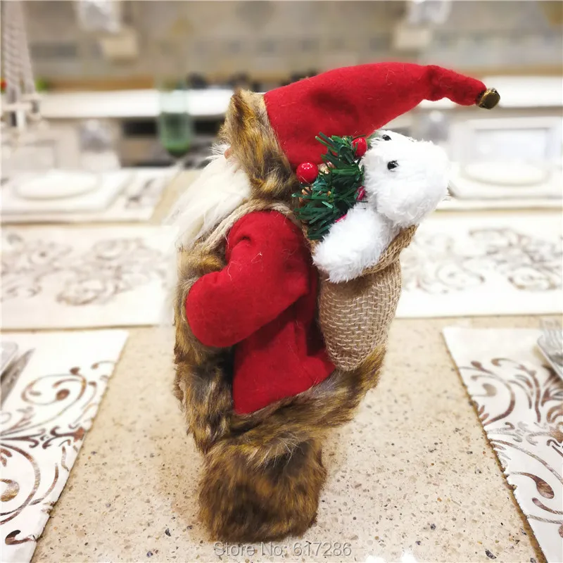 Рождественский подарок Dearsun, фирменное украшение, 1 шт., стоящая Фигурка Санта Клауса, отличное качество, ручная работа, W17* H30cm