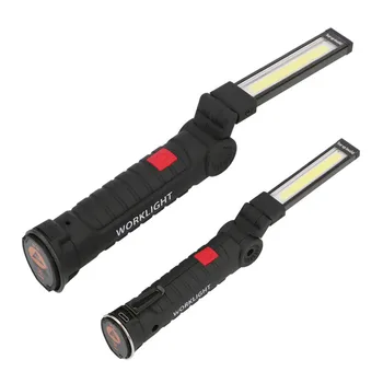 

White+Red Lighting COB Flashlight 5 Mode Torch USB Rechargeable LED Work Light Magnetic COB Lantern Hanging Lamp Hook For Camp
