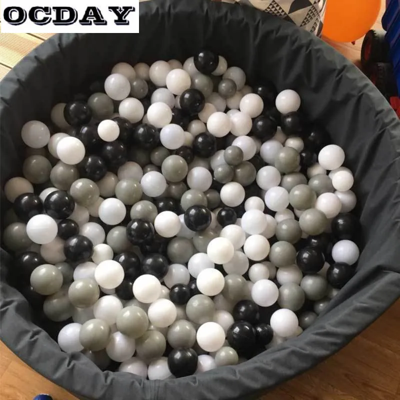 

OCDAY 50Pcs/lot 7CM Baby Ocean Ball Safe Plastic Black Gray White Anti Stress Balls For Pool Pit Outdoor Sport Game Toys For Kid