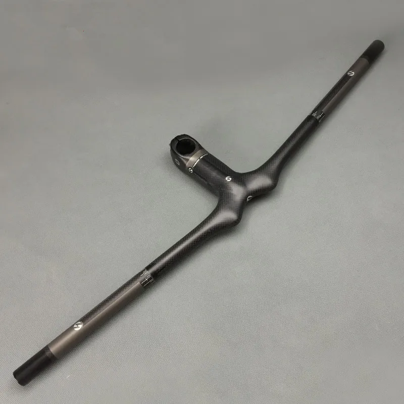 

3K Matt Full Carbon MTB Bicycle handlebar Integrated with Stem mountain Flat handle Bike stem parts 90/100/110/120*600-700mm