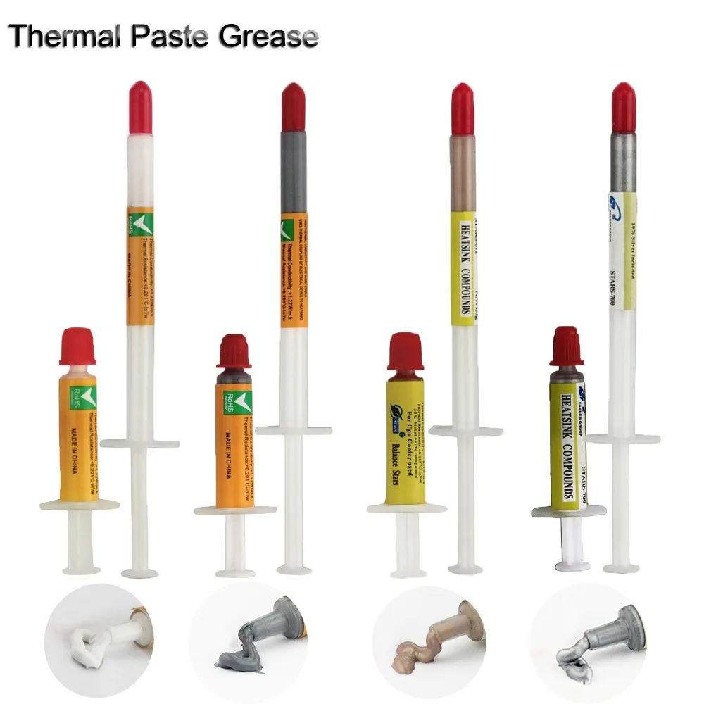 

300PCS Gray/Sliver/White/Gold Silicone Thermal Heatsink Compound Cooling Paste Grease Syringe for PC Processor