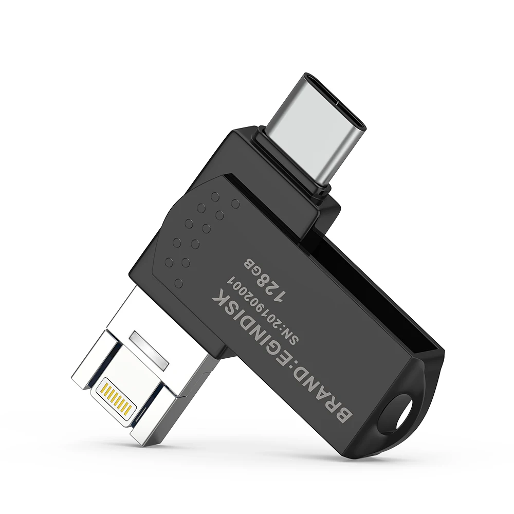 Usb флеш-накопитель type c для iOS/Android с флеш-накопителем Lightning/type c/usb для iPhone 6 6 S 6 P 7 7 S 7 P 8 8 P X XS XR Otg флэш-диск - Цвет: Black