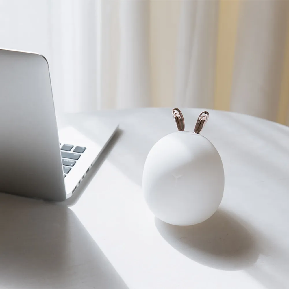SuperNight Cartoon Rabbit Deer LED Ambient Night Light Cute Silicone Animal Chargeable Touch Sensor Kids Baby Bedside Table Lamp (6)
