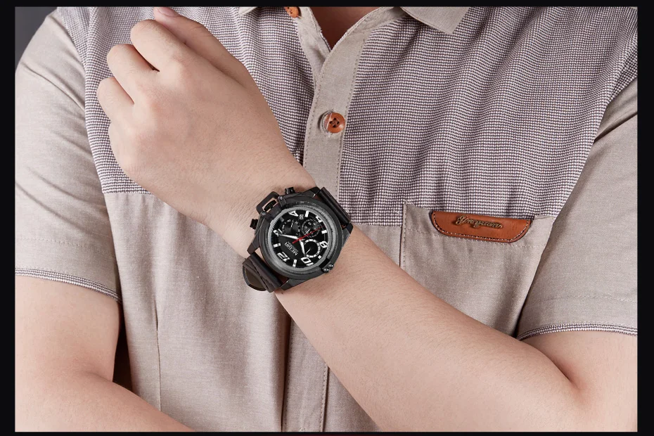 Креативные MEGIR мужские модные спортивные часы мужские кварцевые часы с хронографом мужские кожаные военные водонепроницаемые часы Relogio Masculino