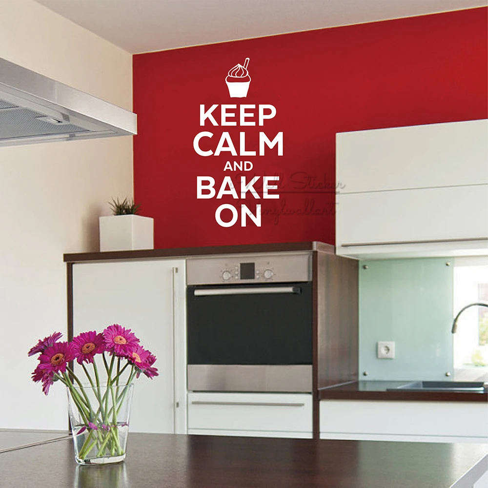 

Keep Calm And Bake On Quote Wall Sticker Motivational Keep Calm Kitchen Wall Quote Decal Removable Vinyl Wall Lettering Q309