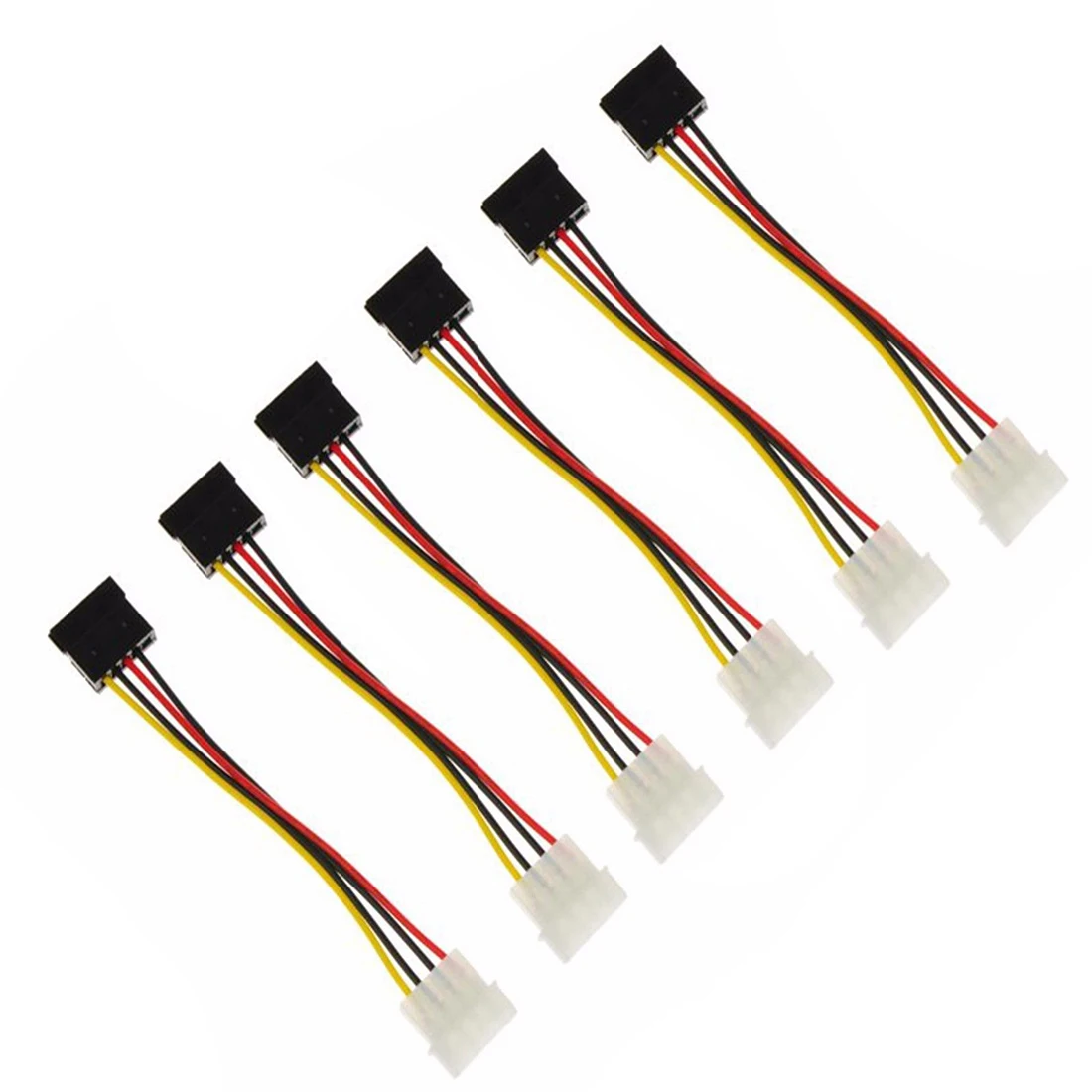 

6X New for IDE/Molex 4-Pin Male To Serial ATA SATA 15-Pin Female Power Adapter Cable