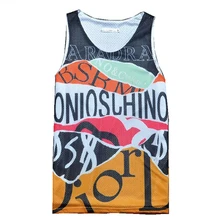 Fashion font b Men s b font Tank Tops Jersey Letter Graffiti 3D Print Double Mesh