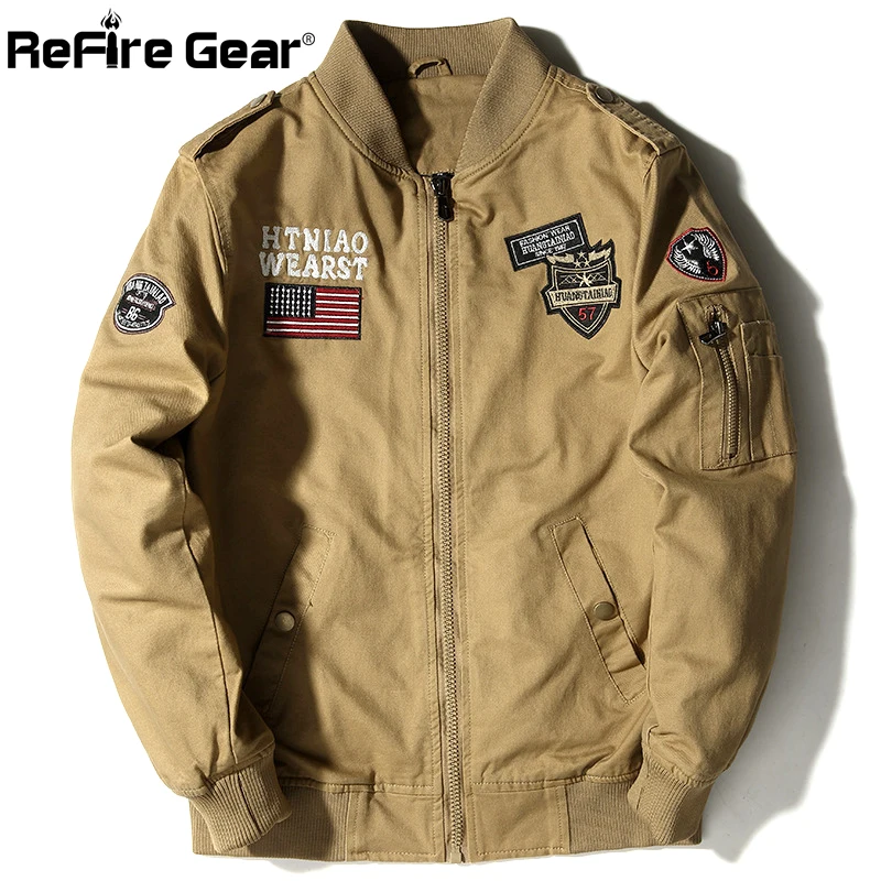 Мужская тактическая куртка бомбер ReFire Gear армейская пилот из хлопка на осень