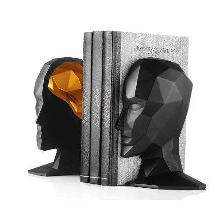 

European Office Deskstop Decorations Book Stand Resin Crafts Black & White Human Face Brain Bookends Best Gift Home Decor 05494
