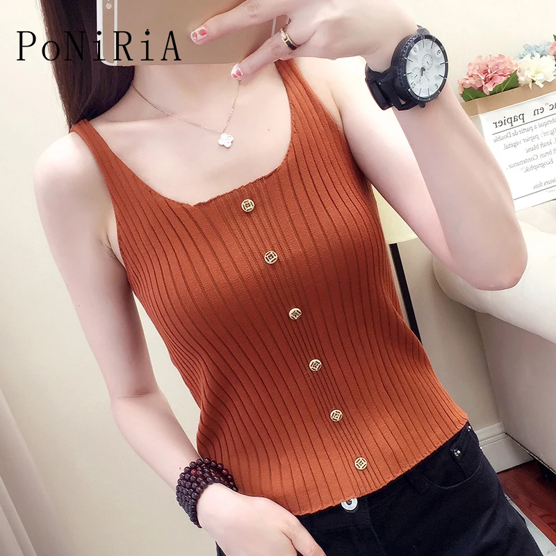

One Size For 40kg -65kg/88lb-143lb Korea Style women's solid Sleeveless pullover tank top knitted sweater camis vest slim Female