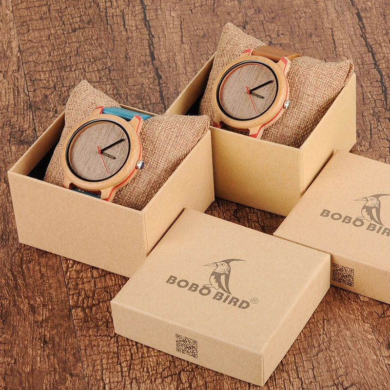 BOBO BIRD Bamboo Watches Men Quartz Wrist Watch Male Wooden Leather Strap Customized Logo erkek kol saati