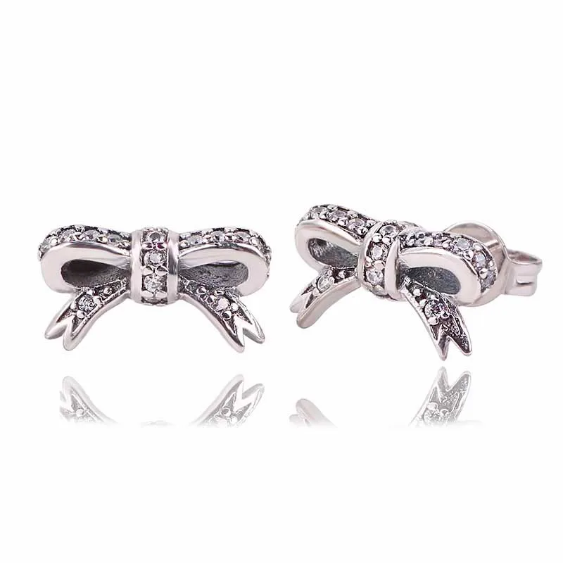 

Couqcy 2019 New Authentic 100% 925 Sterling Silver Majestic Feathers Phoenix-Wing Stud Earrings With White Clear Women Gift