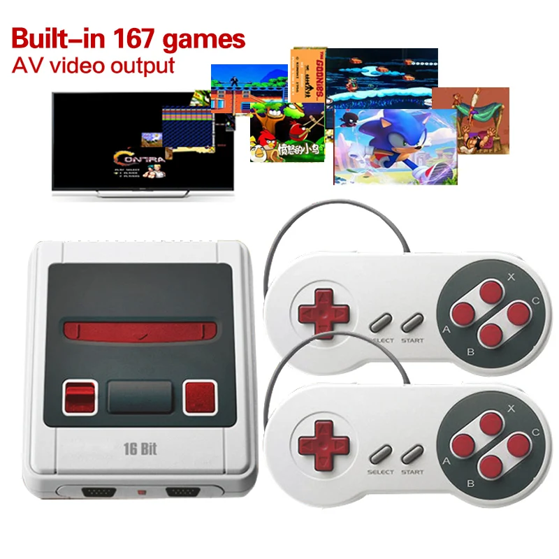 

Retro Mini Game Console TV Out 16 Bit Handheld TV Video Game Console Built-In 167 Classic for SNES games Handheld Game Console