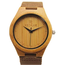 Vente chaude Japonais MIYOTA Mouvement Wristwatche Véritable En Cuir Bambou En Bois Montres Pour Hommes Et Femmes Bracelet Creative