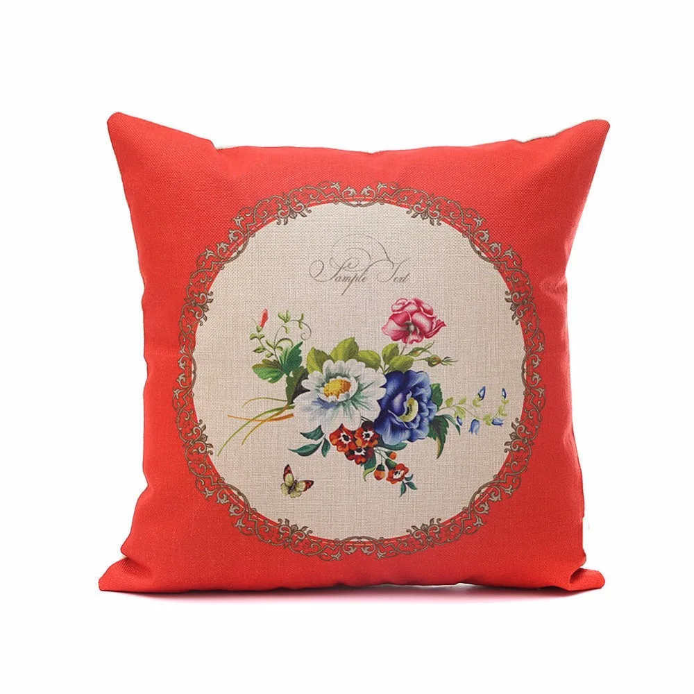 Varmhus Cotton Linen Vintage Classical Floral Throw Pillow Case Office