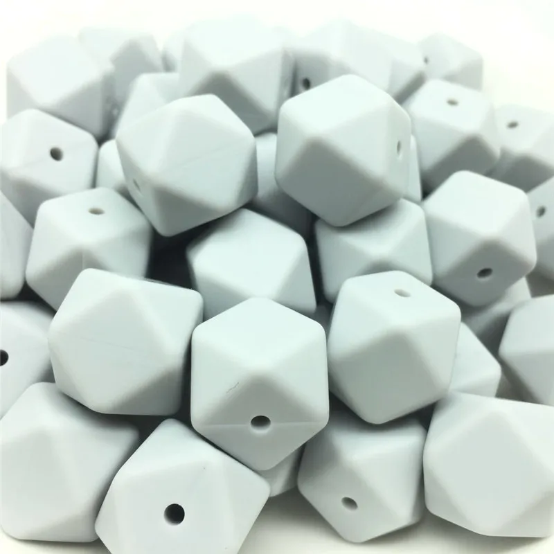 

10 PCS Glacier Glay 14-17 MM Hexagon Shape Beads Food Grade Baby Teether BPA Free Ecofriendly Beads For DIY Teething Jewelry Toy