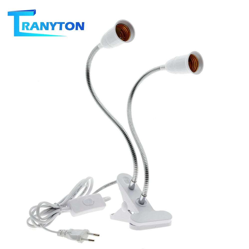 

E27 LED Grow Light Clip Lamp Bases 360 Degrees Flexible Lamp Holder Clip EU/US Plug for Night Light Reading Lamp LED Bulb