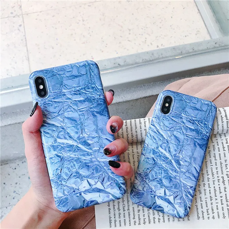

Net Red Tin Paper Pattern Silicone Soft Phone Case for iphone 6 6S 7 8 Plus Anti-fall Female Cold Light Watercolor Flower XS XR