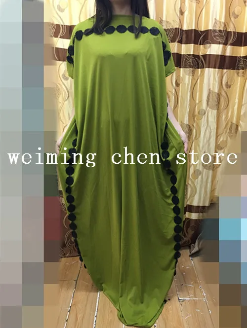 Новая мода хлопок эластичный стиль Дашики известный бренд в полоску embrodiery длинные платья без рукавов для женщин очень большие размеры - Цвет: Зеленый