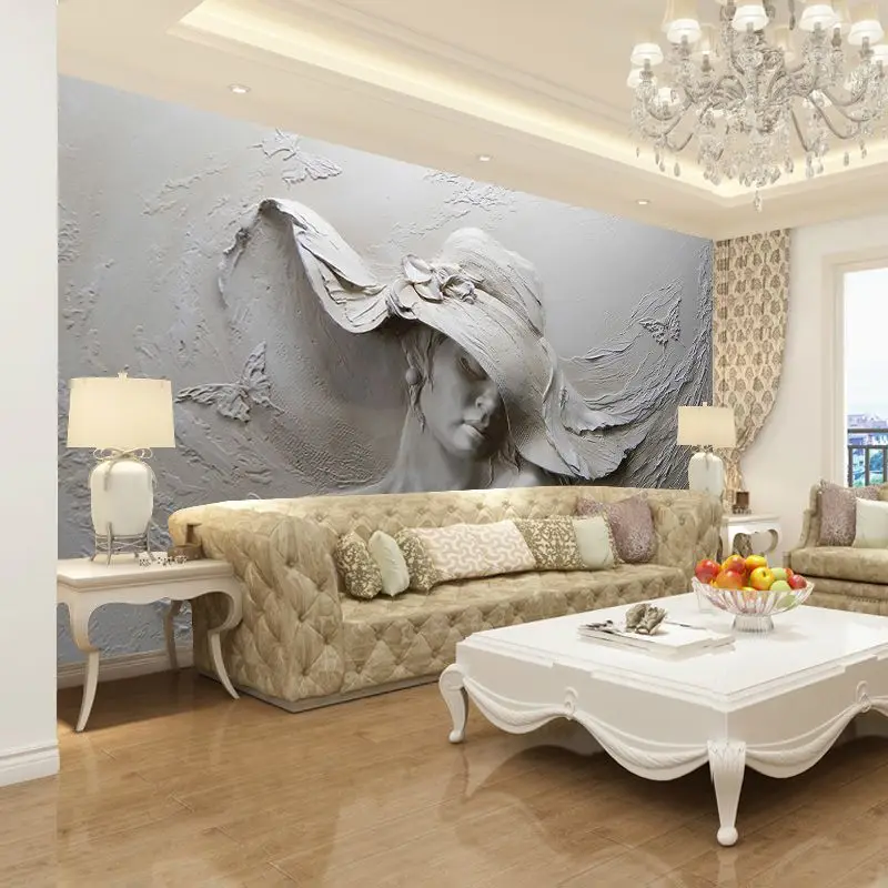 

3d papel de parede Ciment Sexy Lady Butterfly 3d wall murals wallpaper for Living room TV background 3d poto mural Figure Murals