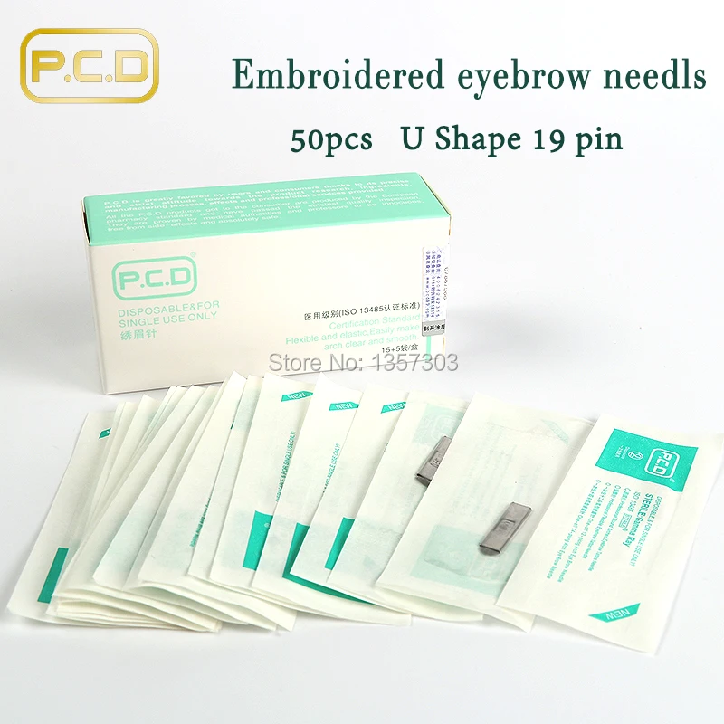 

50pcs PCD 19 U needles Circular arc needle blade Manual tattoo pen's needle blade microblading needle blade C0